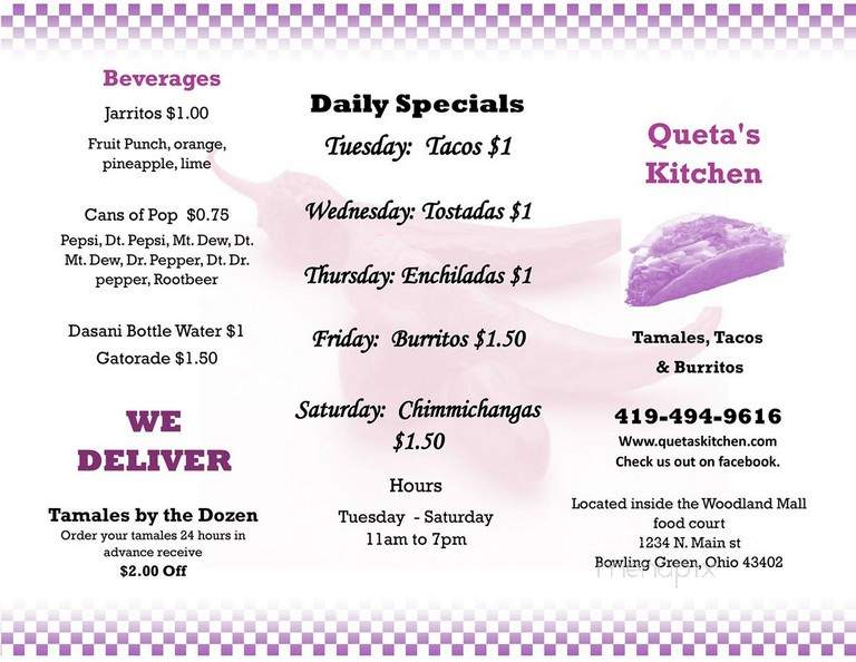 Queta's Kitchen - Bowling Green, OH menu_pic