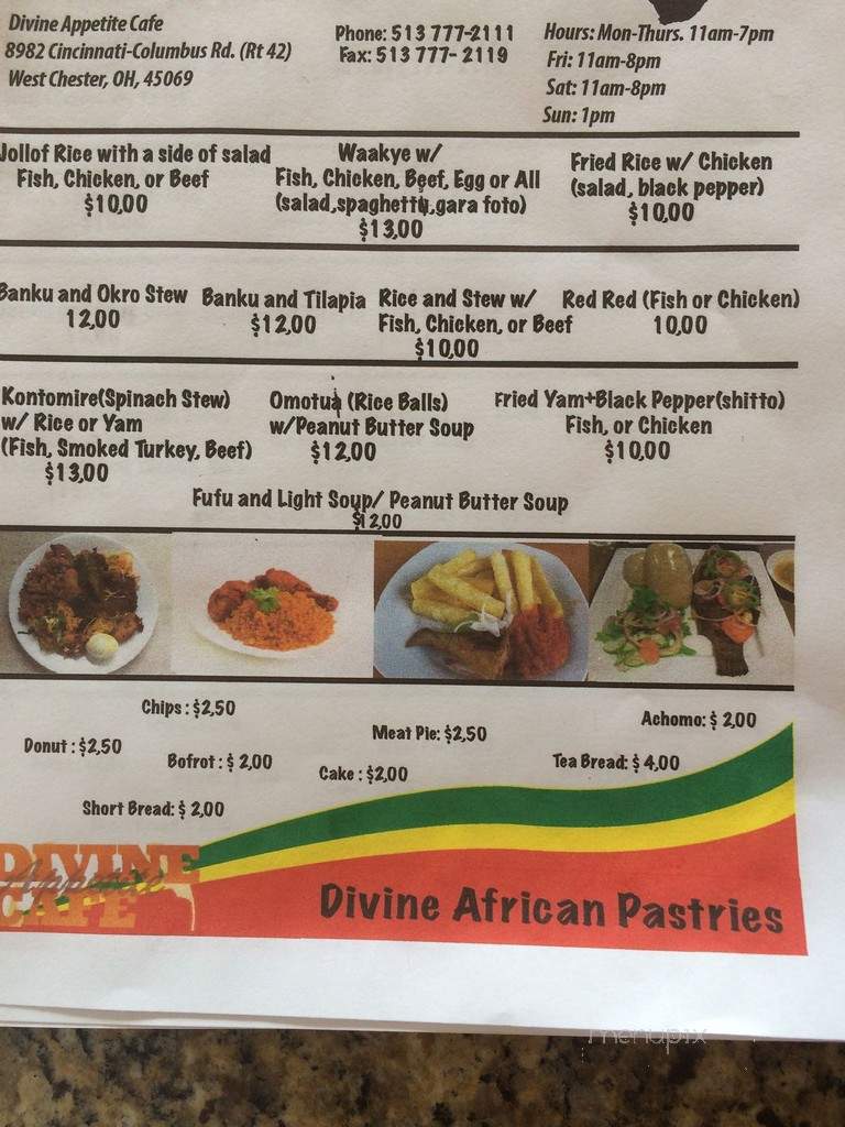 Divine Appetite Cafe - Butler, OH menu_pic
