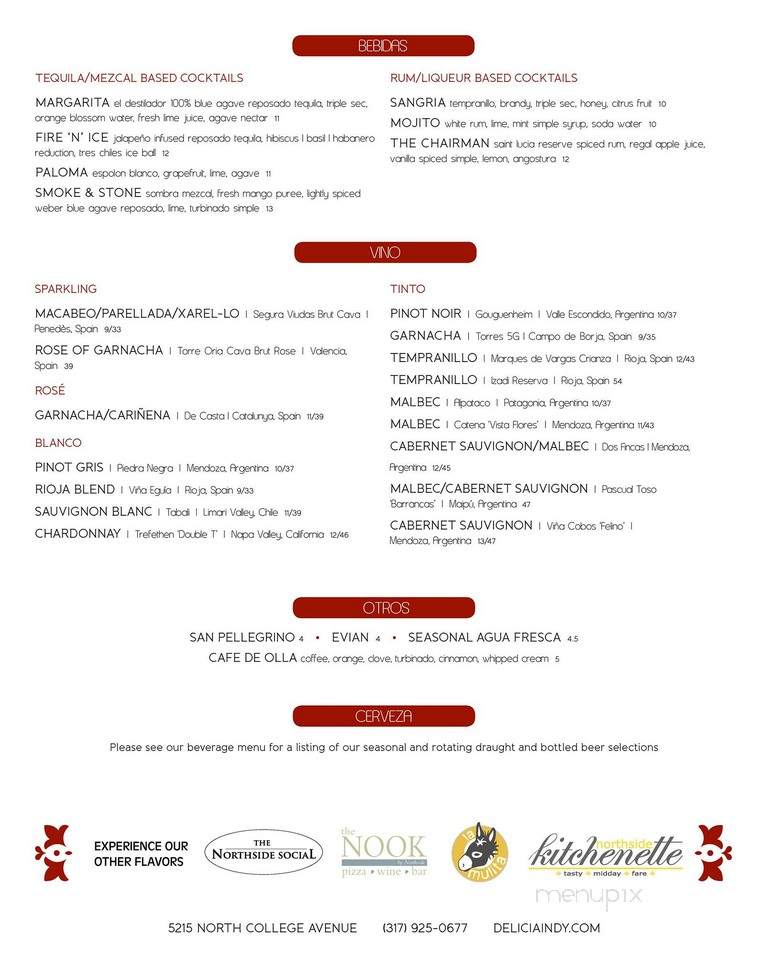 Delicia - Indianapolis, IN menu_pic