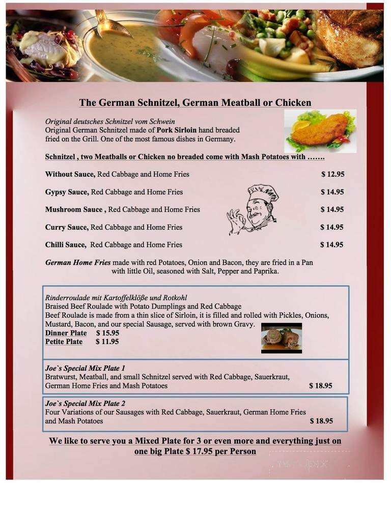 Joe's German Restaurant - Sulphur Springs, TX menu_pic