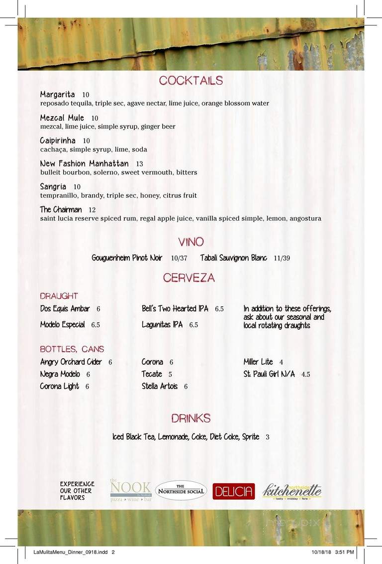 La Mulita - Indianapolis, IN menu_pic
