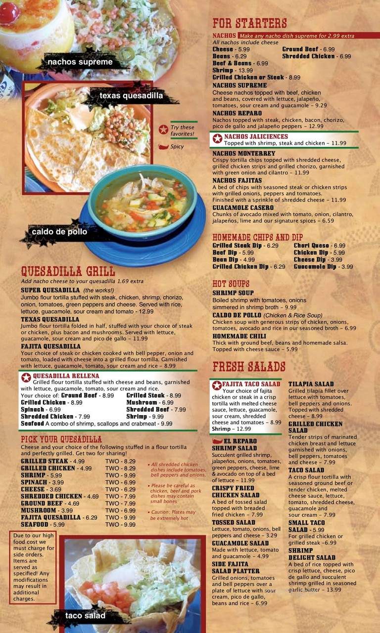 El Reparo X-Press - Rushville, IN menu_pic