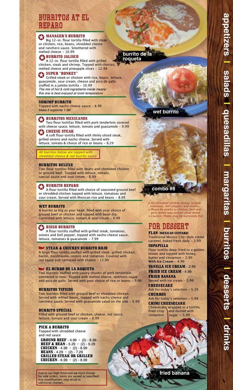 El Reparo X-Press - Rushville, IN menu_pic