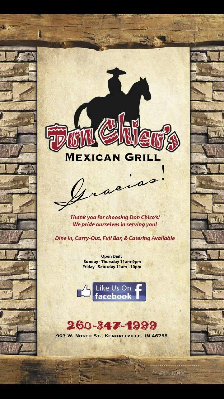 Don Chico's Mexican Grill - Kendallville, IN menu_pic