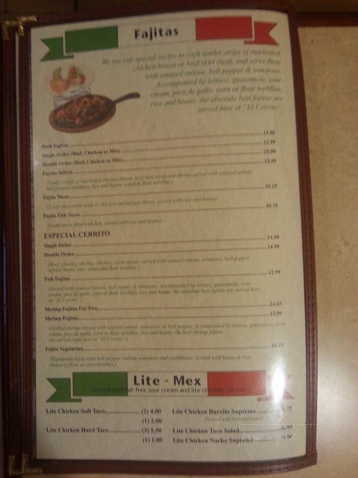 El Cerrito - Coldwater, MI menu_pic