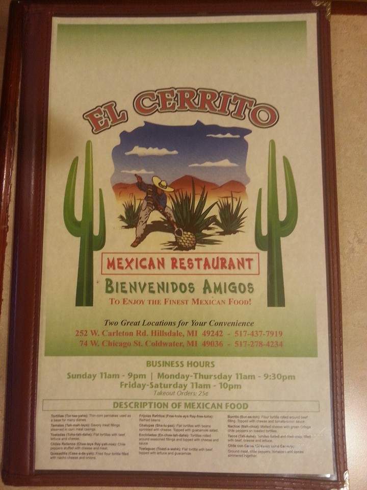 El Cerrito - Coldwater, MI menu_pic
