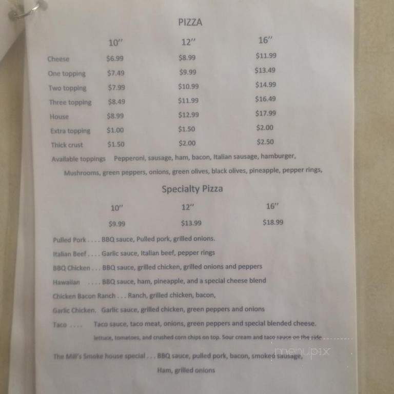 Snoddy's Mill Grill - Covington, IN menu_pic