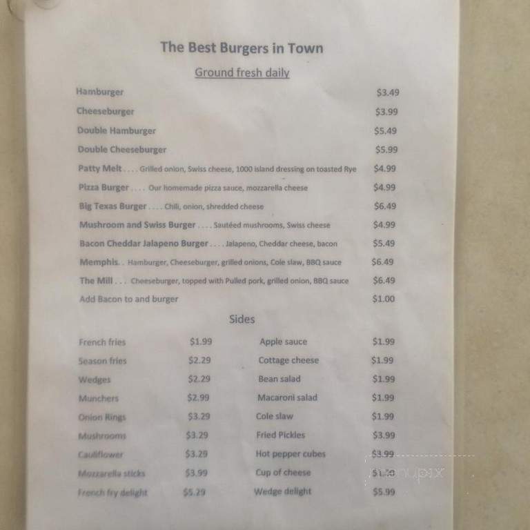 Snoddy's Mill Grill - Covington, IN menu_pic