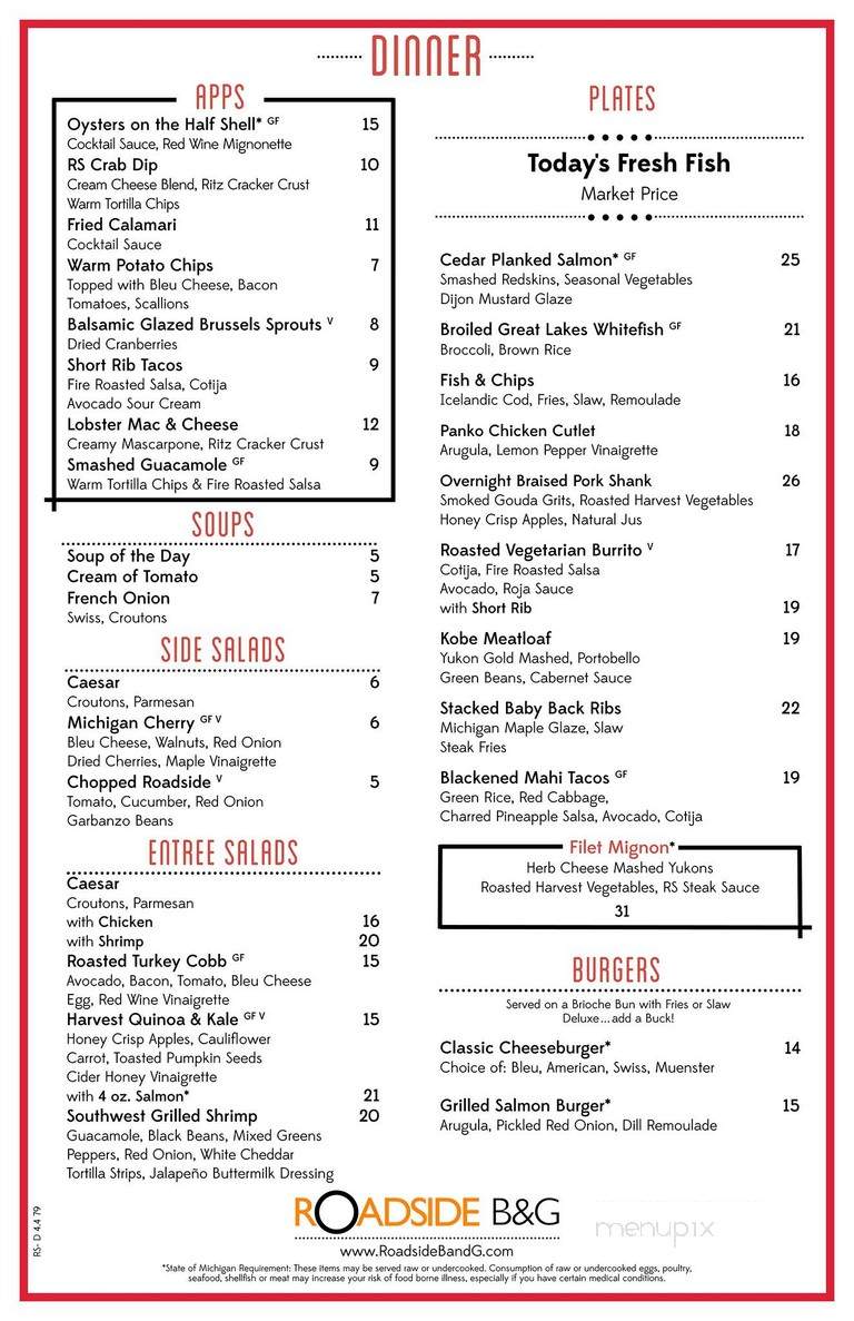 Roadside B&G - Bloomfield Township, MI menu_pic