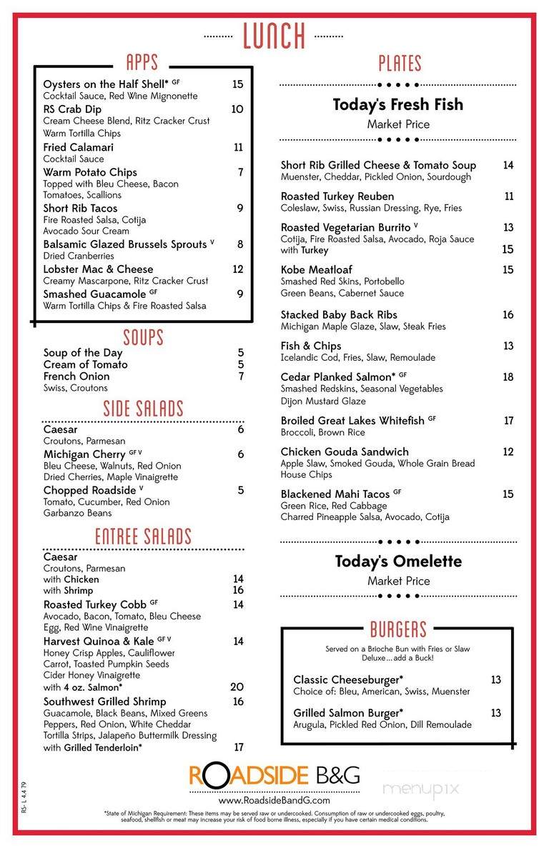 Roadside B&G - Bloomfield Township, MI menu_pic