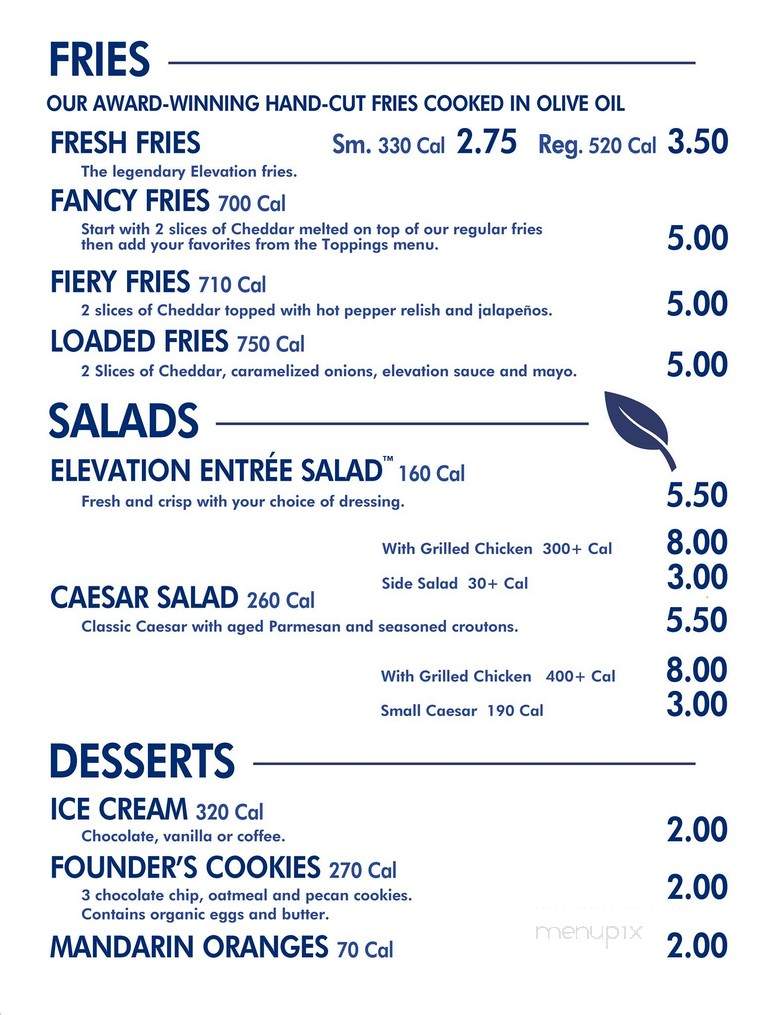 Elevation Burger - Ann Arbor, MI menu_pic
