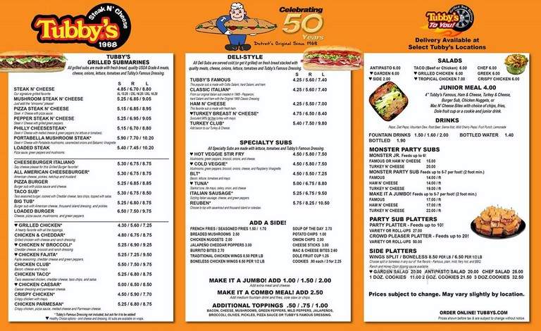 Tubby's Grilled Submarines - Holly, MI menu_pic