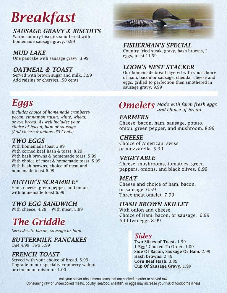 The Loon's Nest - Fife Lake, MI menu_pic