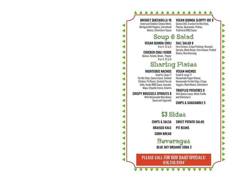 Righteous Cuisine - Grand Haven, MI menu_pic