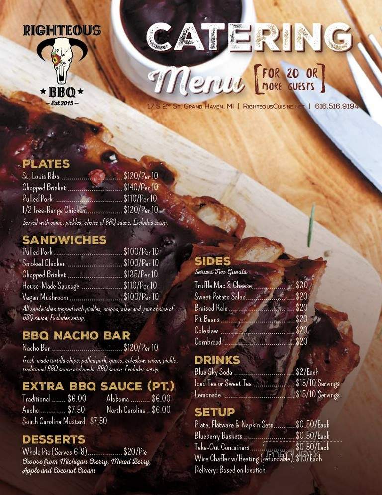 Righteous Cuisine - Grand Haven, MI menu_pic