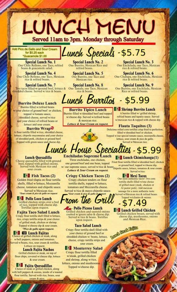 Cinco De Mayo Mexican Restaurant - Algona, IA menu_pic