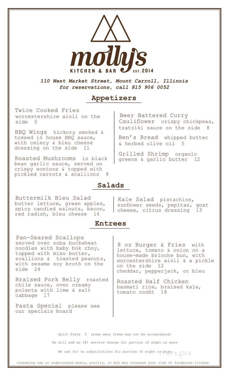 Molly's - Mount Carroll, IL menu_pic