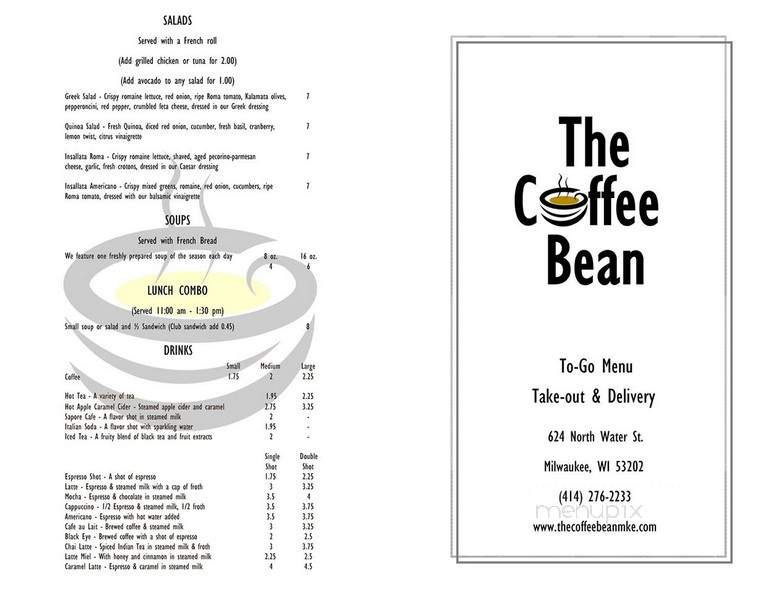 The Coffee Bean - Milwaukee, WI menu_pic