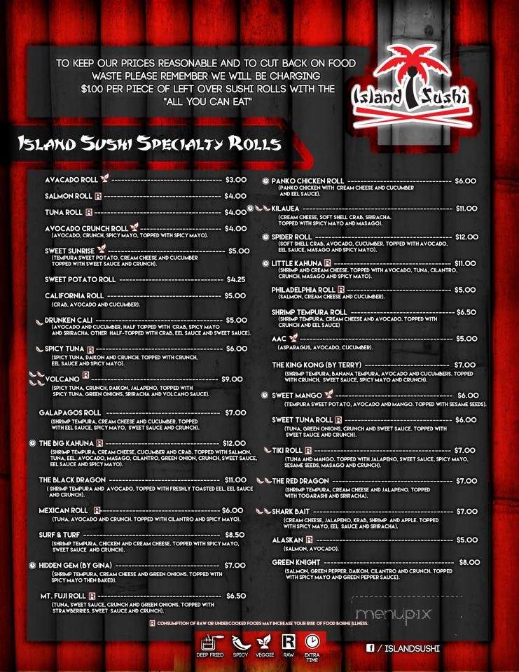 Island Sushi - De Pere, WI menu_pic