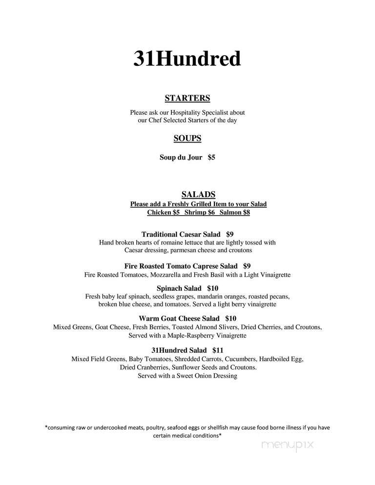 31 Hundred Restaurant & Bar - Toledo, OH menu_pic