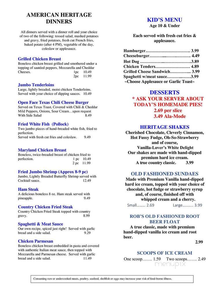 American Heritage Restaurant - Seville, OH menu_pic