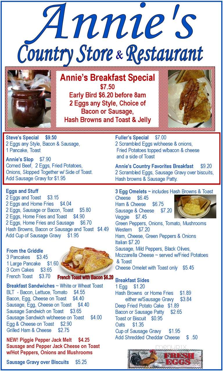 Annie's Country Store & Restaurant - Chandlersville, OH menu_pic