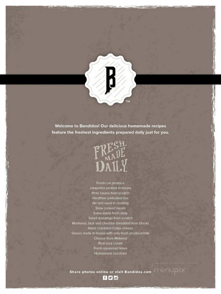 Bandido's Restaurante Mexicano - Lima, OH menu_pic