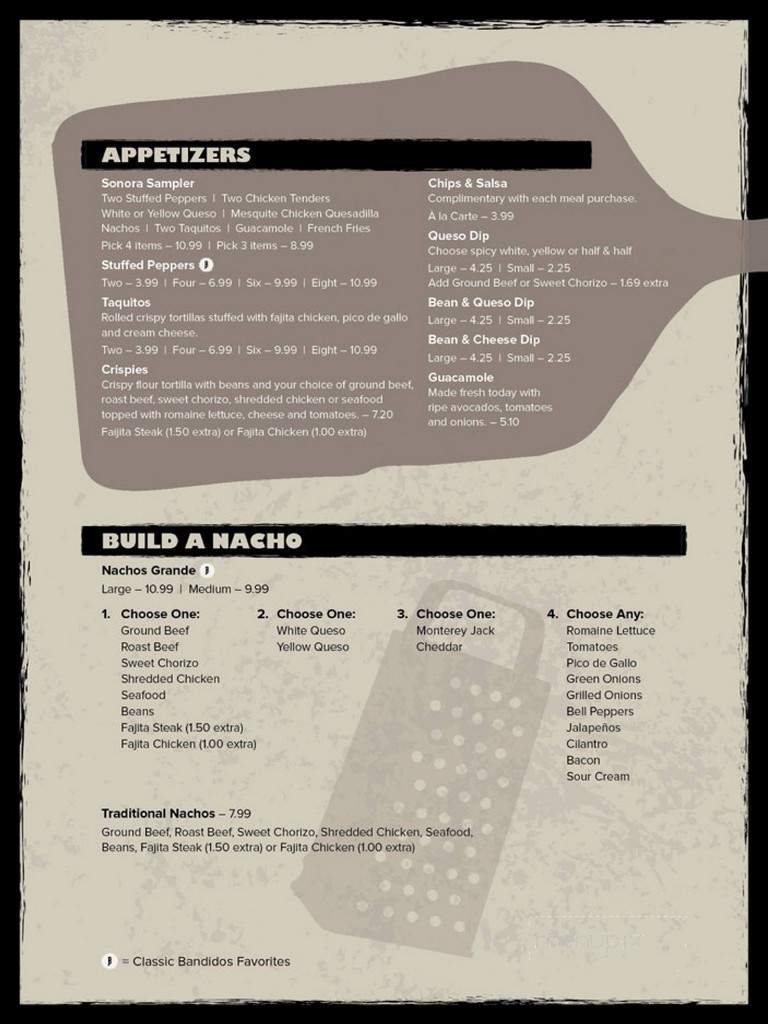 Bandido's Restaurante Mexicano - Lima, OH menu_pic