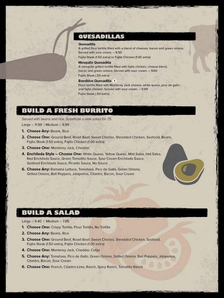 Bandido's Restaurante Mexicano - Lima, OH menu_pic