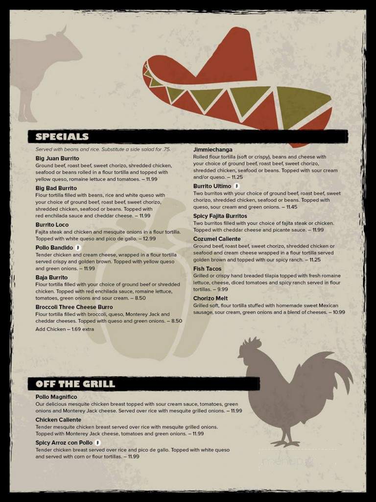 Bandido's Restaurante Mexicano - Lima, OH menu_pic