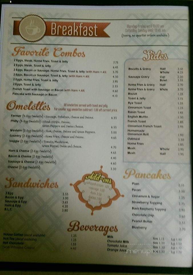Becky's Village Restaurant - Willshire, OH menu_pic