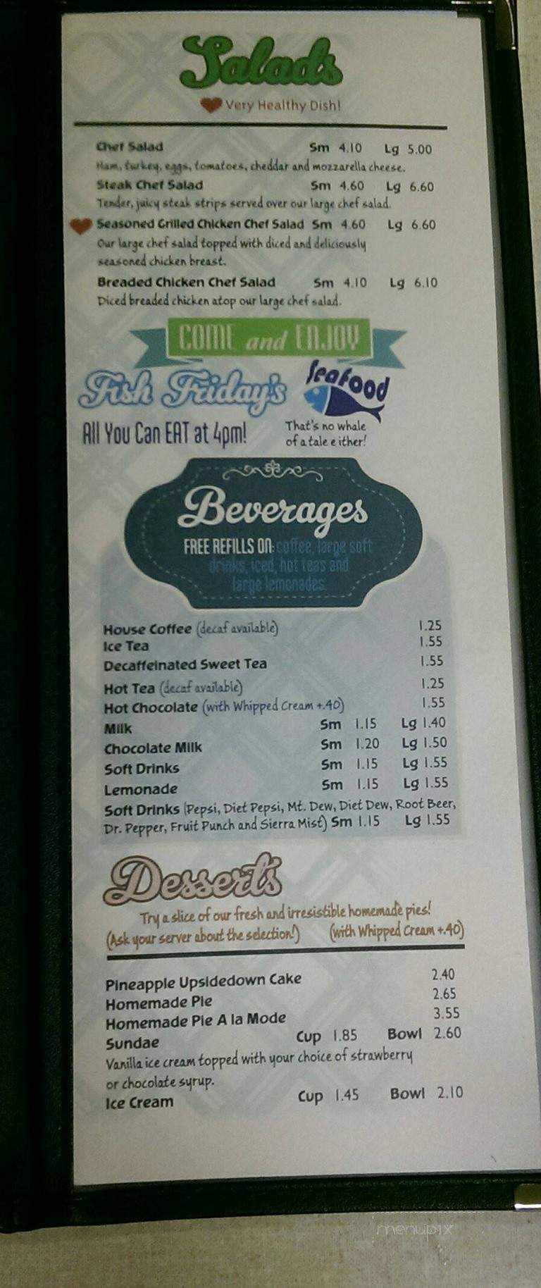 Becky's Village Restaurant - Willshire, OH menu_pic