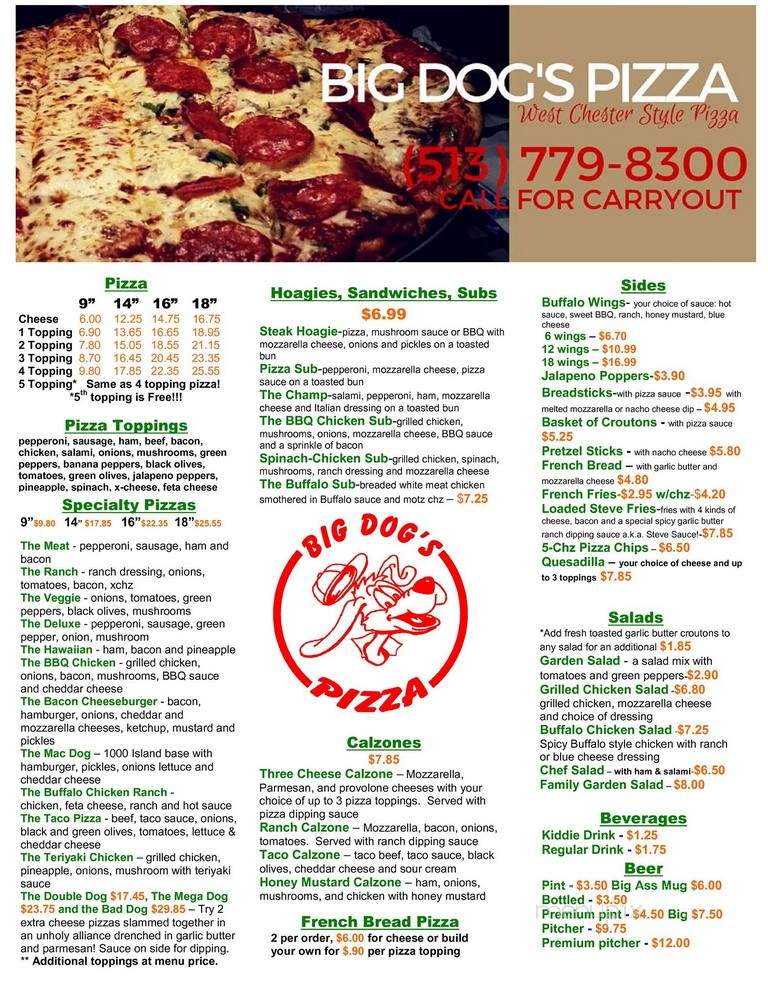 Big Dogs Pizza - West Chester, OH menu_pic