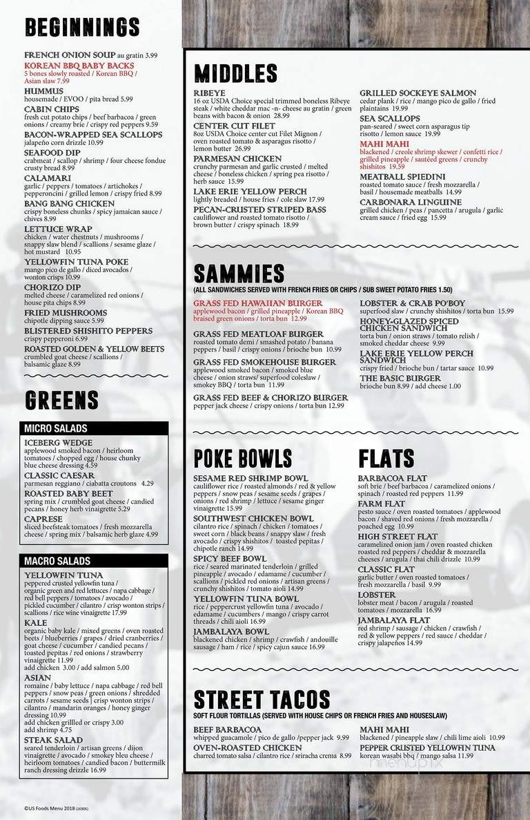 Cabin - Ashland, OH menu_pic