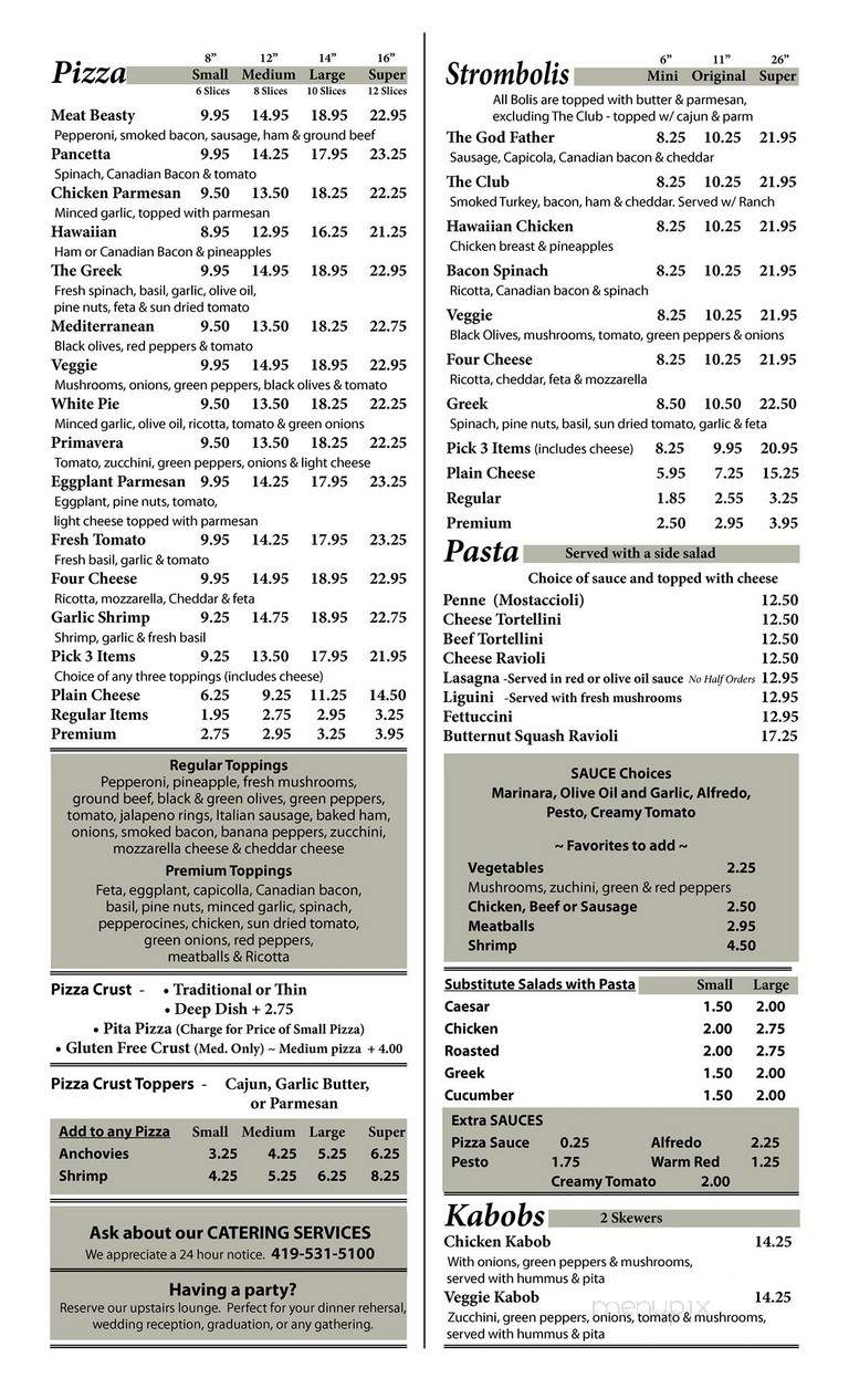 Calvino's Restaurant - Toledo, OH menu_pic