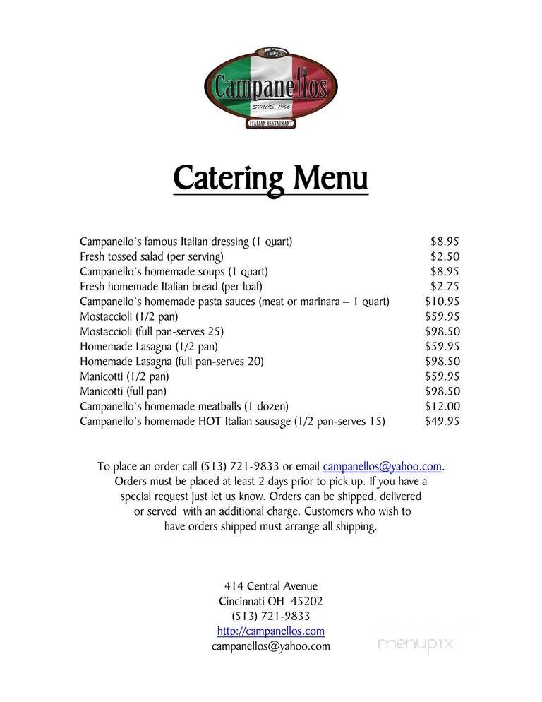 Campanello's Italian Restaurant - Cincinnati, OH