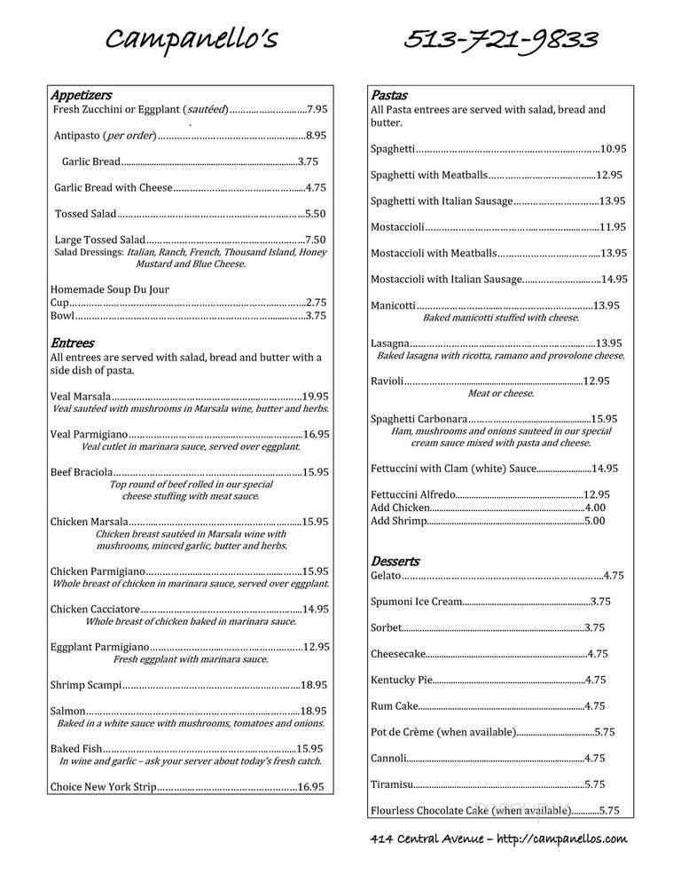 Campanello's Italian Restaurant - Cincinnati, OH