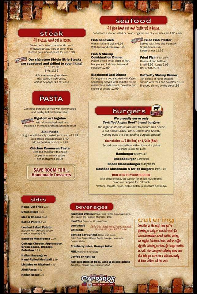 Capraro's - Hopedale, OH menu_pic