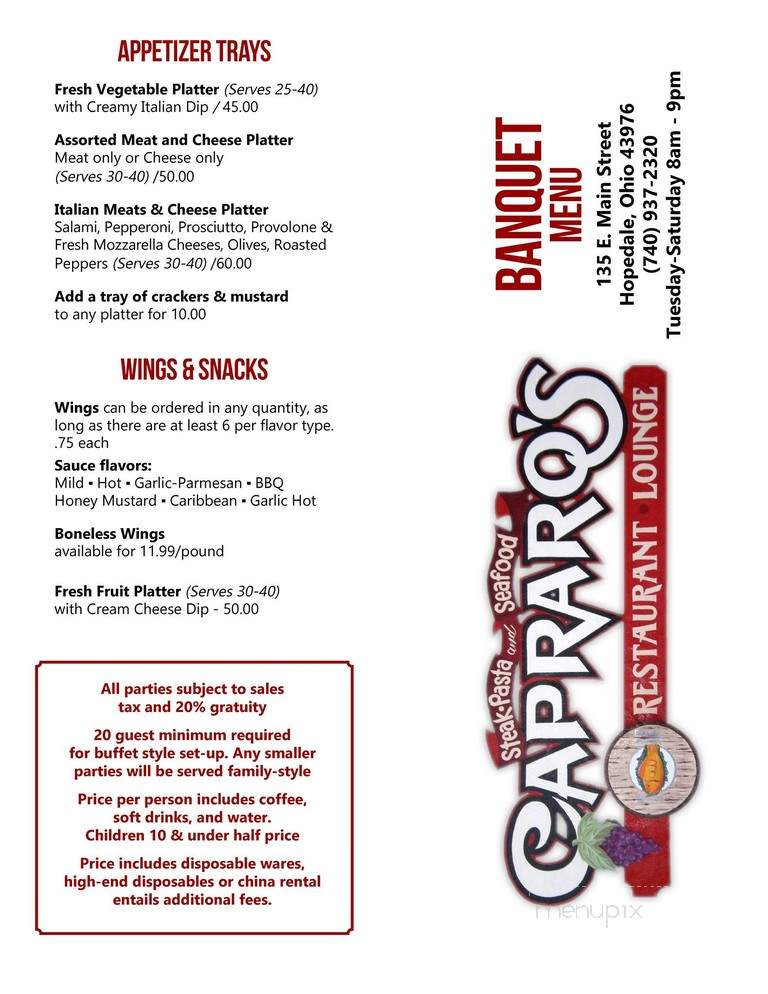 Capraro's - Hopedale, OH menu_pic