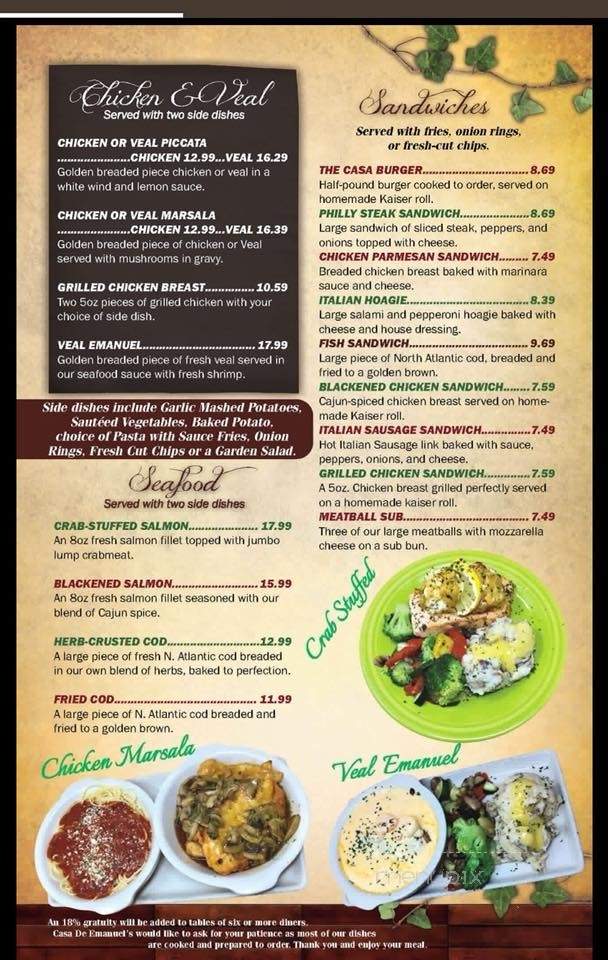 Casa De Emanuel - East Liverpool, OH menu_pic