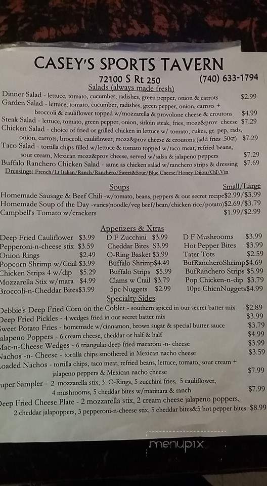 Casey's Family Restaurant & Sports - Bridgeport, OH menu_pic