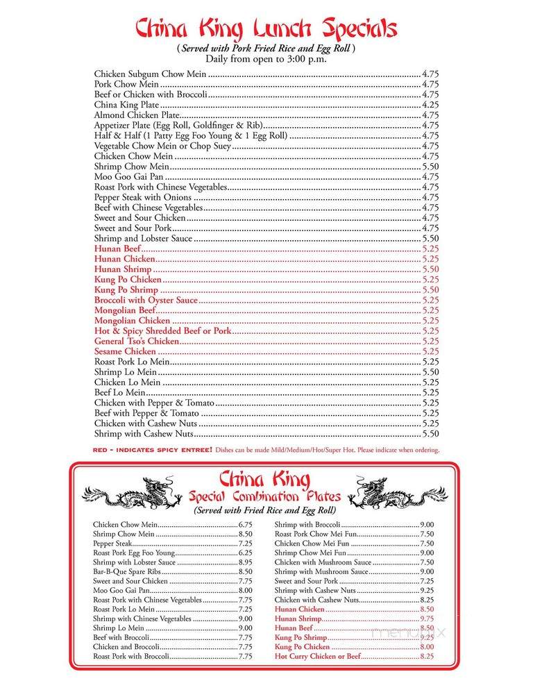 China King Chinese Restaurant - Brunswick, OH menu_pic