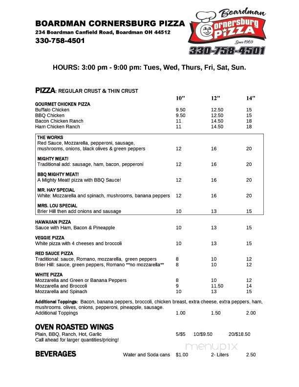 Cornersburg Pizza - Boardman, OH menu_pic