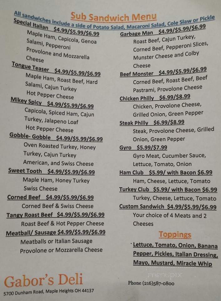 Cravings Deli - Cleveland, OH menu_pic