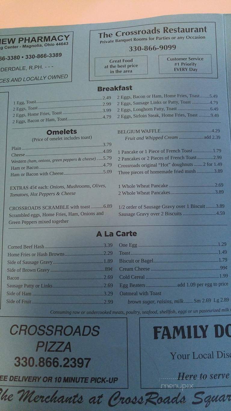 Crossroads Restaurant - Magnolia, OH menu_pic