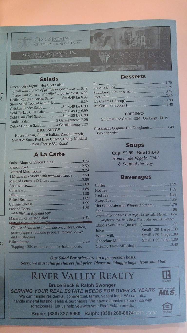 Crossroads Restaurant - Magnolia, OH menu_pic