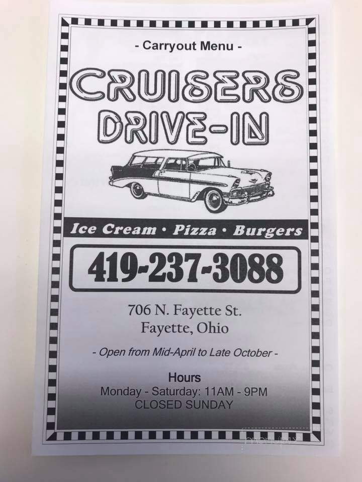 Curisers Drive In - Fayette, OH menu_pic