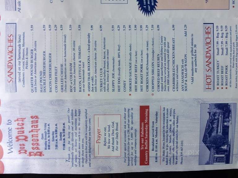 Des Dutch Essenhaus - Shreve, OH menu_pic