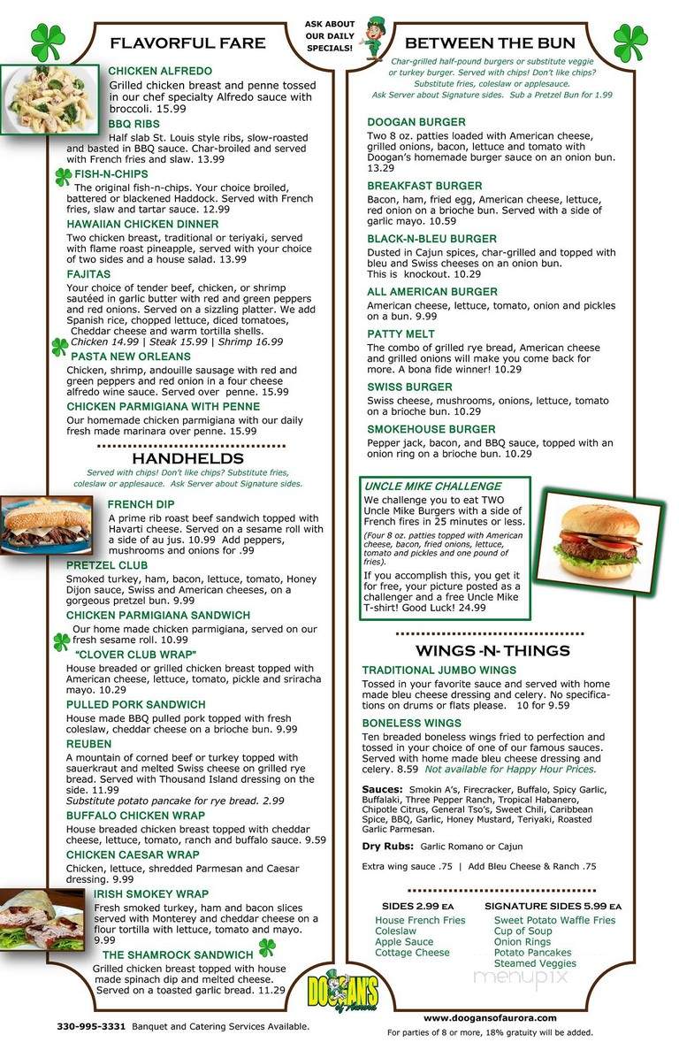 Doogan's Of Aurora - Aurora, OH menu_pic
