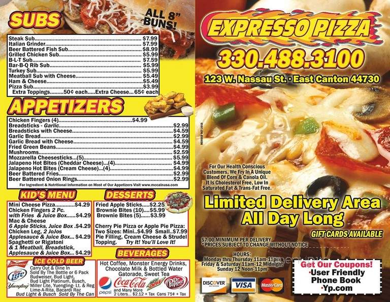 Expresso Pizza - Canton, OH menu_pic